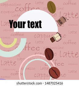 French press coffee, coffee beans, spilled coffee, vector illustration. Design elements for a cafe. Vector background.