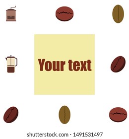 French press coffee, coffee beans, spilled coffee, vector illustration. Design elements for a cafe. Vector background.