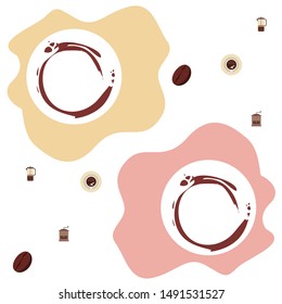 French press coffee, coffee beans, spilled coffee, vector illustration. Design elements for a cafe. Vector background.