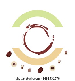 French press coffee, coffee beans, spilled coffee, vector illustration. Design elements for a cafe. Vector background.