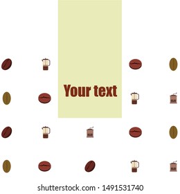 French press coffee, coffee beans, spilled coffee, vector illustration. Design elements for a cafe. Vector background.