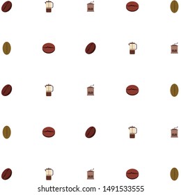 French press coffee, coffee beans, spilled coffee, vector illustration. Design elements for a cafe. Vector background.