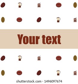 French press coffee, coffee beans, spilled coffee, vector illustration. Design elements for a cafe. Vector background.