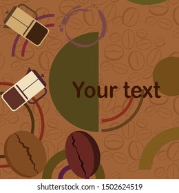 French press coffee, coffee beans, spilled coffee, vector illustration. Design elements for a cafe. Vector background.