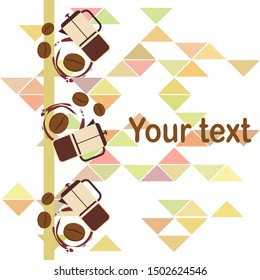 French press coffee, coffee beans, spilled coffee, vector illustration. Design elements for a cafe. Vector background.