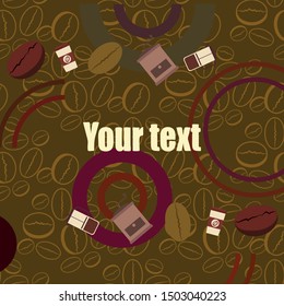 French press coffee, coffee beans, spilled coffee, vector illustration. Design elements for a cafe. Vector background.