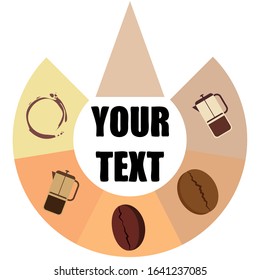 French press coffee, coffee beans, spilled coffee, vector illustration. Design elements for a cafe. Vector background.