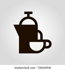 French press or coffee brewing isolated flat vector icon