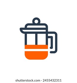 French Press Coffee Press Device Icon Illustration
