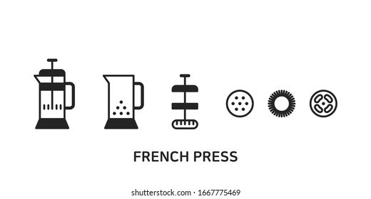 French press coffee equipment, parts of a french press coffee maker