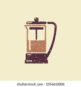 The French press coffee. Flat vector icon
