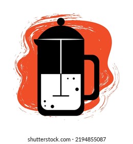 french press coffee icon isolated