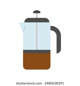 French press coffee icon. French press kettle. Coffee maker. Vector illustration