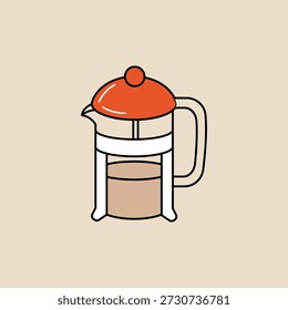 French press coffee maker illustration