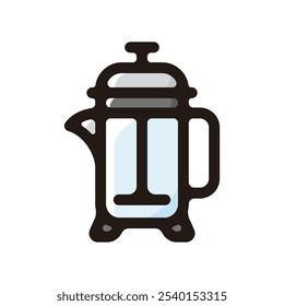 French press coffee maker outline icon for graphic design, apps and websites