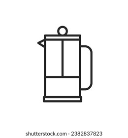 French press coffee maker. Simple vector icon.