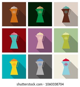 French press coffee maker vector flat material design