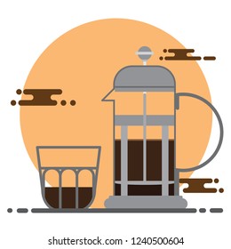 French Press Coffee Maker Vector