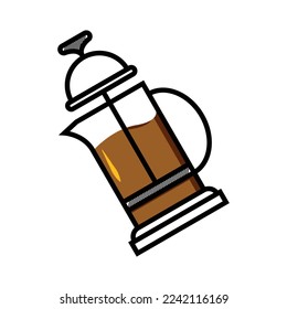 French press coffee maker vector illustration