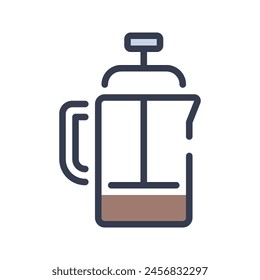 french press coffee maker vector icon illustration