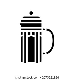 french press coffee tool glyph icon vector. french press coffee tool sign. isolated contour symbol black illustration