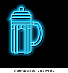 french press coffee tool neon light sign vector. french press coffee tool illustration