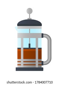 French press coffee vector illustration.
