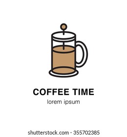 French press coffee vector illustration