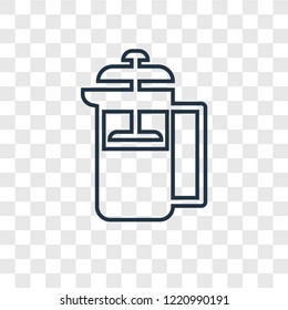 French press concept vector linear icon isolated on transparent background, French press concept transparency concept in outline style