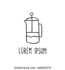 french press doodle icon