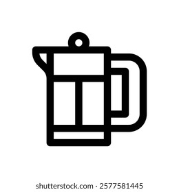 French press. Editable stroke vector icon.