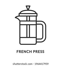 French press flat line icon. Vector illustration of a jug for making coffee and tea