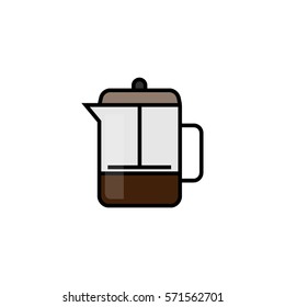 French press flat line icon