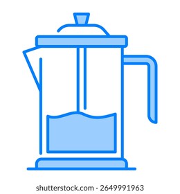 French press icon. coffee, brew, plunger, manual, glass, caffeine, Vector Icon Illustration