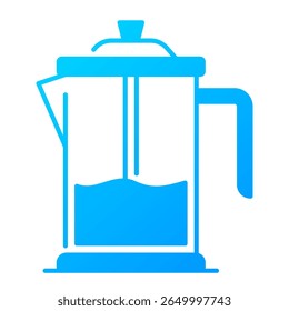 Ícone de imprensa francês. café, cerveja, êmbolo, manual, vidro, cafeína, Vetor Icon Illustration