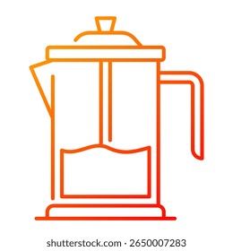 Ícone de imprensa francês. café, cerveja, êmbolo, manual, vidro, cafeína, Vetor Icon Illustration