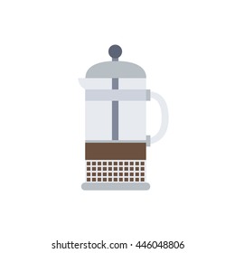 french press icon. coffee brewing device. vector illustration