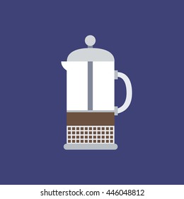 french press icon. coffee brewing device. vector illustration
