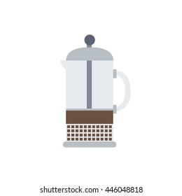 french press icon. coffee brewing device. vector illustration