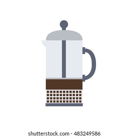 french press icon. coffee brewing device. vector illustration
