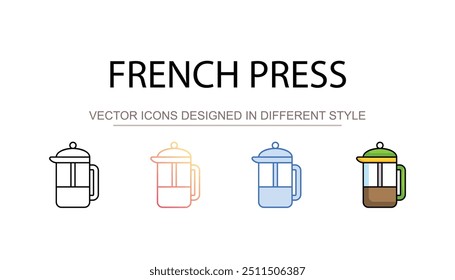 French Press icon design with white background stock illustration