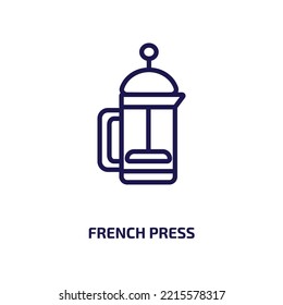 french press icon from drinks collection. Thin linear french press, glass, drink outline icon isolated on white background. Line vector french press sign, symbol for web and mobile