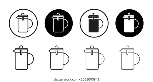 French press icon Flat line symbol