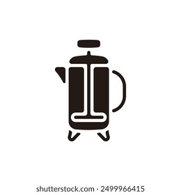 French press icon. Flat silhouette version.