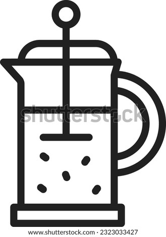 French Press Icon image. Suitable for mobile application.