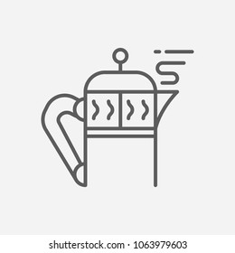 French press icon line symbol. Isolated vector illustration of  icon sign concept for your web site mobile app logo UI design.