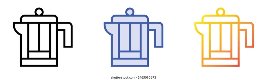 french press icon. Linear, Blue Fill and Gradient Style Design Isolated On White Background
