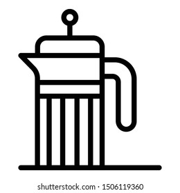 French press icon. Outline french press vector icon for web design isolated on white background