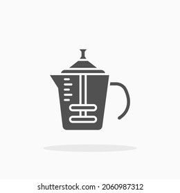 French press icon. Solid black style. Vector illustration. Enjoy this icon for your project.