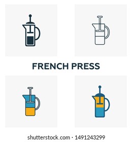 French Press icon. Thin line symbol design from coffe shop icon collection. UI and UX. Creative simple french press icon for web and mobile.